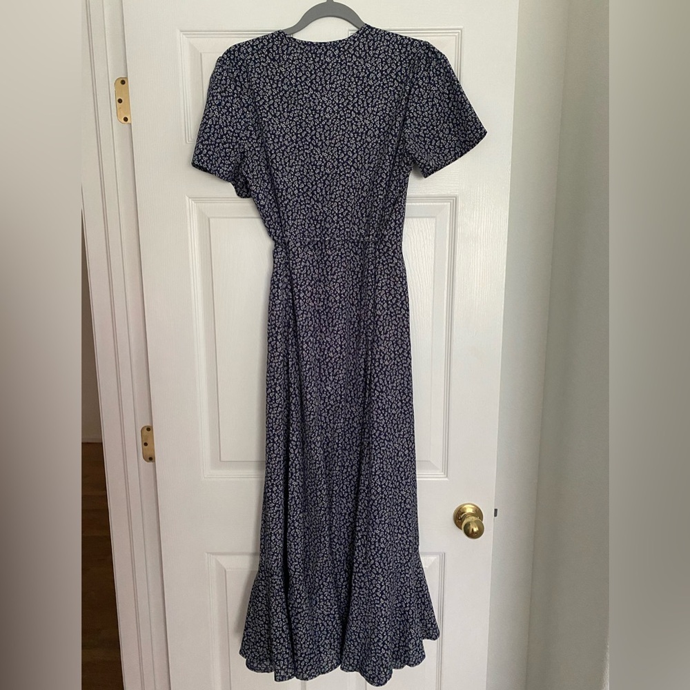 Floral Navy Wrap Maxi Dress with Ruffle Hem - Picture 7 of 7